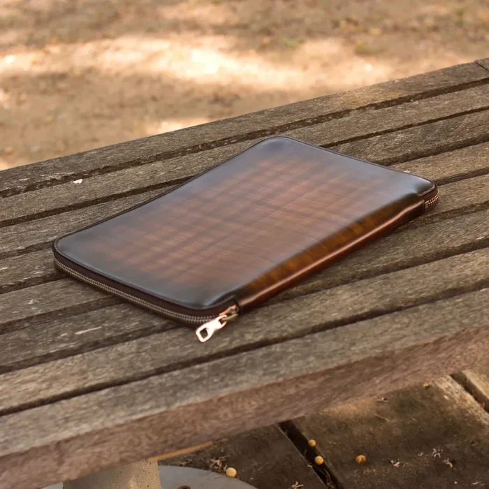 DapperFam Luxe Men’s Documents Holder in Brown Patina