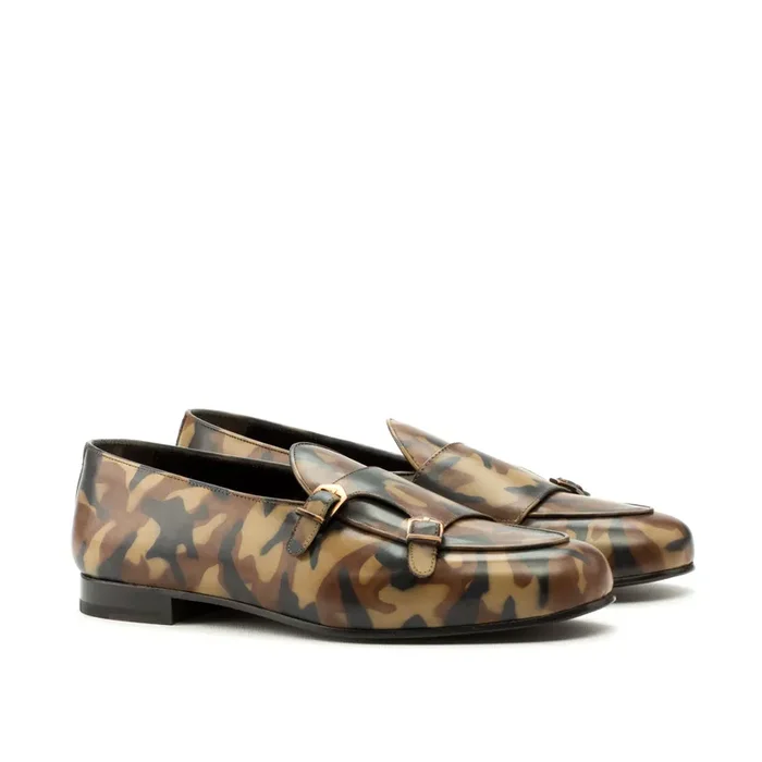 DapperFam Rialto in Brown Men’s Hand-Painted Patina Monk Slipper