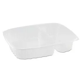 Dart DCCC55UT3 StayLock Clear Hinged Lid Containers, 3-Compartment, 8.6 x 9 x 3, Clear, Plastic, 100/Packs, 2 Packs/Carton, Price/CT