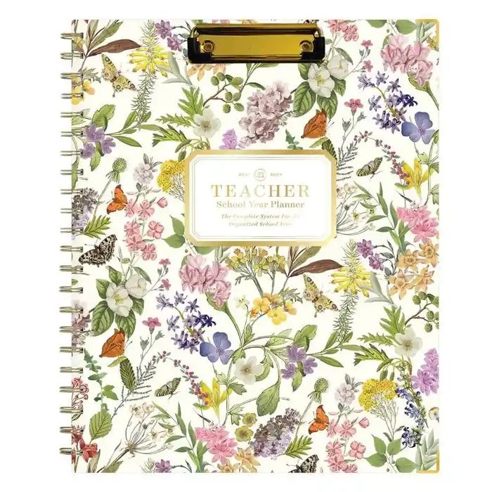 Day Designer 8.5″x11″ 2025-2026 Weekly/Monthly Wirebound Teacher Lesson Planner Clipboard Hardcover Butterfly Garden, Teacher Supplies