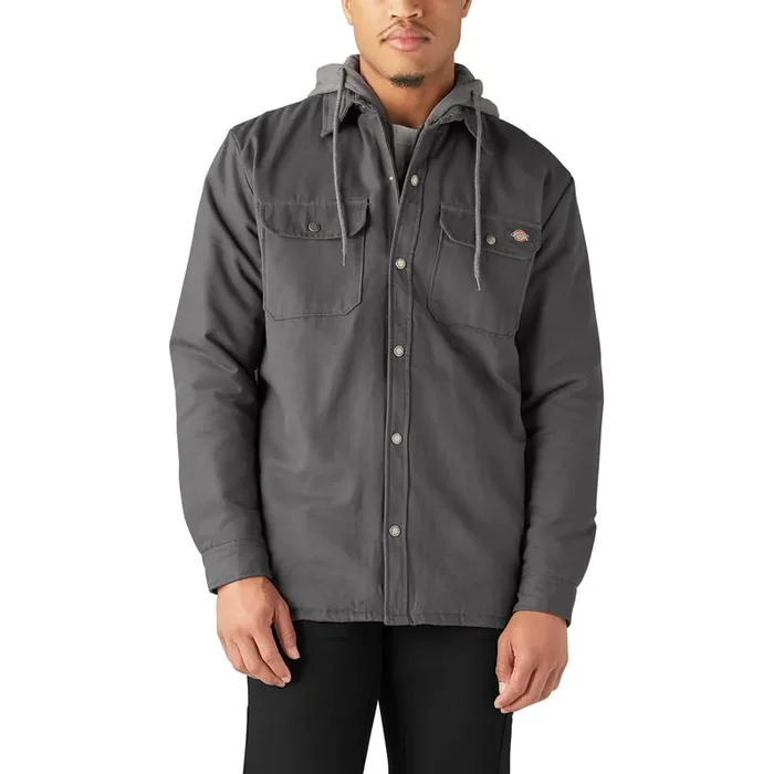 Dickies Men‘s Gray Canvas Hooded Shirt jacket ( 2XL )