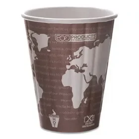 Eco-Products ECOEPBNHC8WD World Art Renewable and Compostable Insulated Hot Cups, PLA, 8 oz, 40/Pack, 20 Packs/Carton, Price/CT