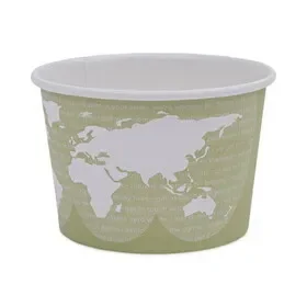 Eco-Products ECOEPBSC16WA World Art Renewable and Compostable Food Container, 16 oz, 4.05 Diameter x 3 h, Seafoam, Paper, 25/Pack, 20 Packs/Carton, Price/CT