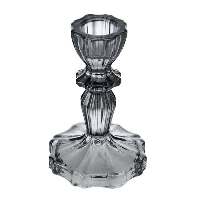 Elements Smoke Glass Taper Candle Holder 4.33 inch