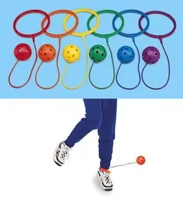 Everrich EVB-0052 Ankle Hoop Ball – set of 6 colors, 5 5/8″ Hoop, 17″ Long Cord, Price/set