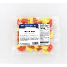 Family Choice 1129 Peach Rings Gummi Candy 7 oz
