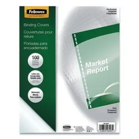 Fellowes FEL5293701 Crystals Transparent Presentation Covers for Binding Systems, Clear, with Square Corners, 11 x 8.5, 3-Hole Punched, 100/Pack, Price/PK