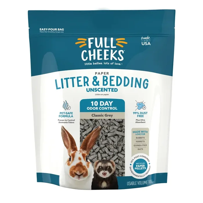 Full Cheeks Odor Control Small Pet Paper Litter & Bedding – Grey