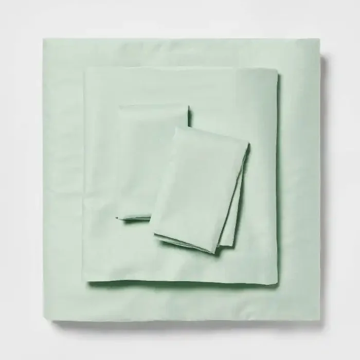 Full Easy Care Cotton Blend Sateen Sheet Set Mint Dot – Room Essentials™ 225 Thread Count, 4-Piece, Teen Dorm Essential