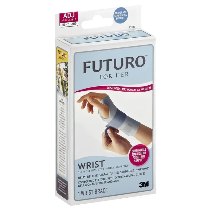 Futuro Slim Silhouette Wrist Support Brace, Right Hand, Gray, Adjustable