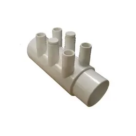 Generic Manifold WM2XSP-6P Manifold, PVC, Gentekk, 2″Slip x 2″Spigot x (6) 3/4″Ribbed Barb Ports w/2 Plugs