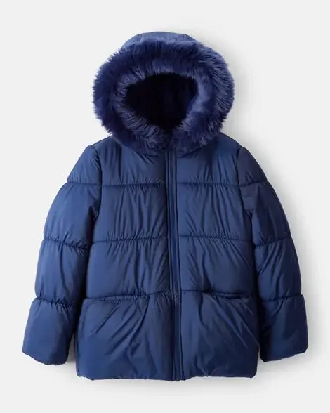 Girls Hooded Puffer Jacket – Navy Navy 12