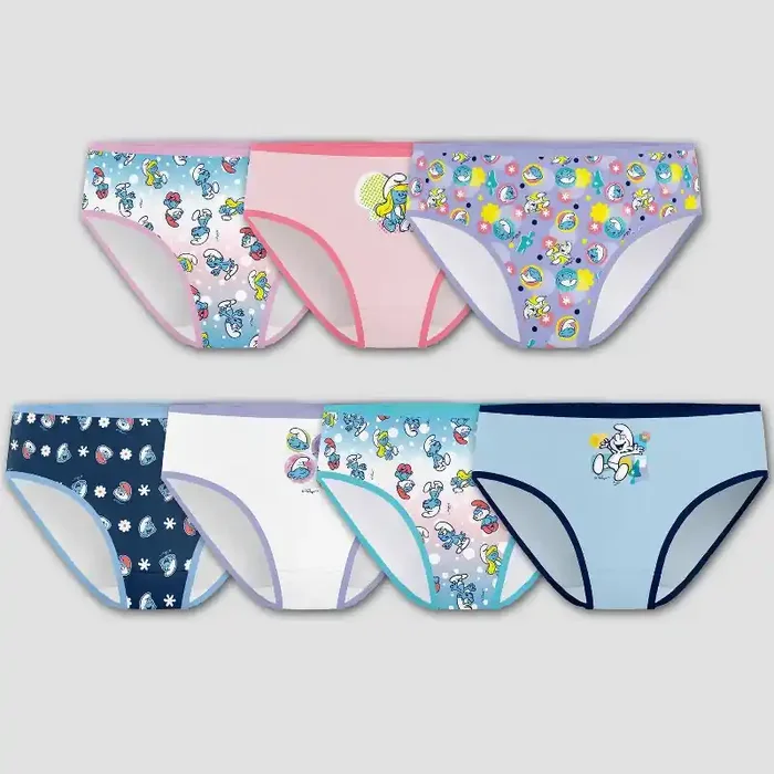Girls‘ Smurfs 7pk Underwear – 4 Cotton Briefs with Full Waistband Elastic
