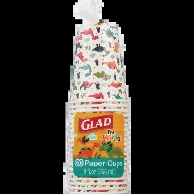 Glad Everyday Plastic Cups, Dinosaurs, 20 Ct