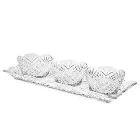 Godinger 25570 Dublin Crystal Relish Server, 4 Piece Set
