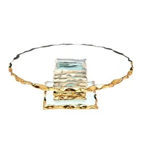 Godinger 48882 Harper Gold Edge Small Footed Cake Stand