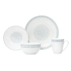 Godinger 64054 Staccata Porcelain 16 Piece Dinnerware Set, Service For 4