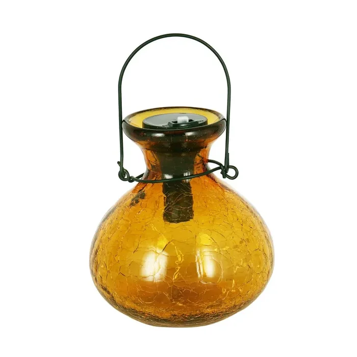 Hd Designs Outdoors Crackle Yellow Glass Tabletop Lantern – Yellow