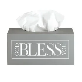 Heartfelt G4832 Rectangle Tissue Box Cover – Grey with White Text
