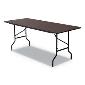 ICEBERG ENTERPRISES ICE55324 OfficeWorks Classic Wood-Laminate Folding Table, Curved Legs, Rectangular, 72″ x 30″ x 29″, Walnut, Price/EA