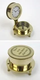 India Overseas Trading BR 484403 Solid Brass Folding Compass Clock