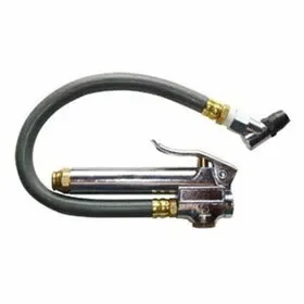 Interstate Pneumatics TF3135 Medium Duty Inflator 10-90 PSI w/ 12 Inch Red Rubber Hose Whipend & Angle-In Tapered