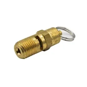 Interstate Pneumatics V095-4 Brass Safety Valve 1/4 Inch MPT w/pull Ring 95 PSI ASME Certified
