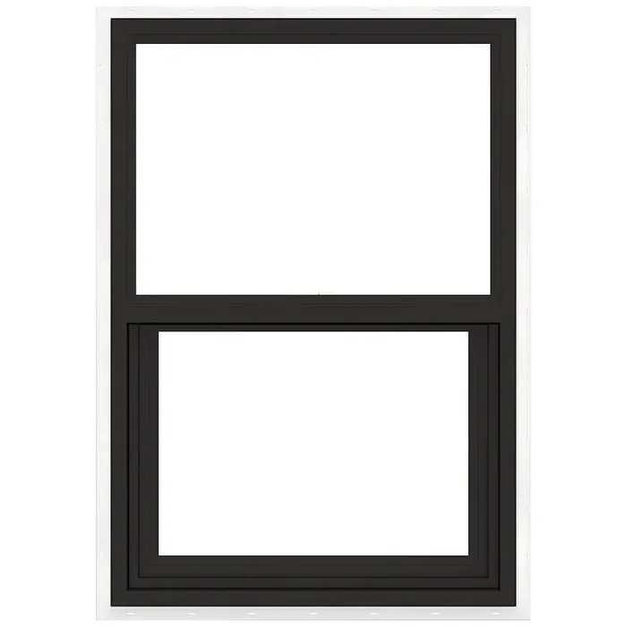 JELD-WEN Premium Atlantic Vinyl Bronze Exterior Vinyl New construction Single Hung Window Impact Resistant Low-E Double Pane Glass (Half Screen Included) Hurricane Approved