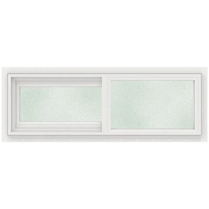 JELD-WEN V-2500 35-1/2-in x 11-1/2-in White Exterior White Interior Left-Handed Vinyl Sliding Window Tempered Glass (Full Screen Included)