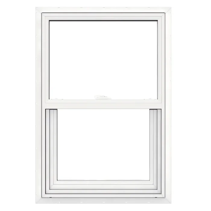 JELD-WEN V-2500 White Exterior Vinyl New construction Single Hung Window Low-E argon Double Pane Glass (Half Screen Included)