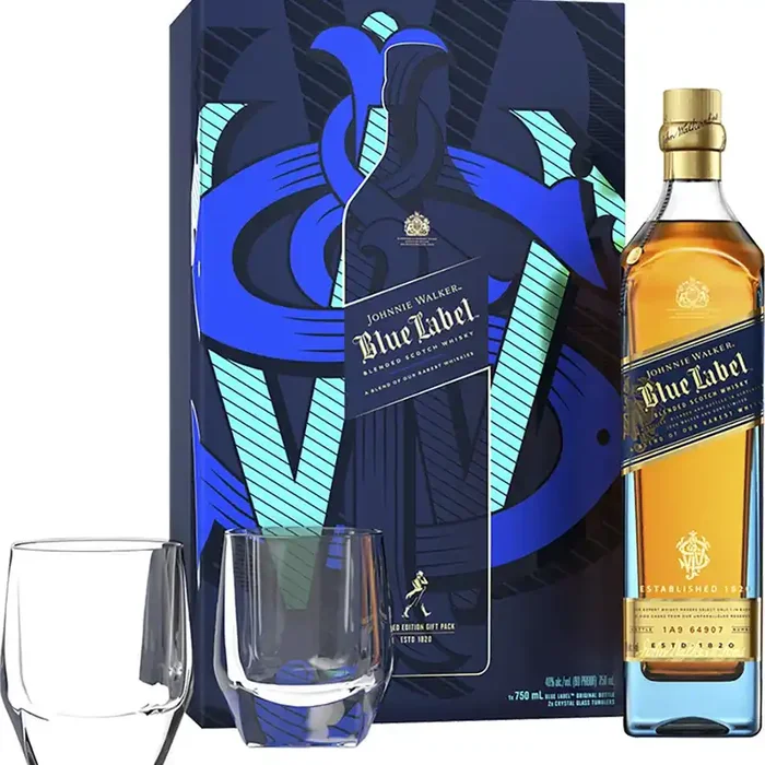 Johnnie Walker Blue W/ 2 Glasses