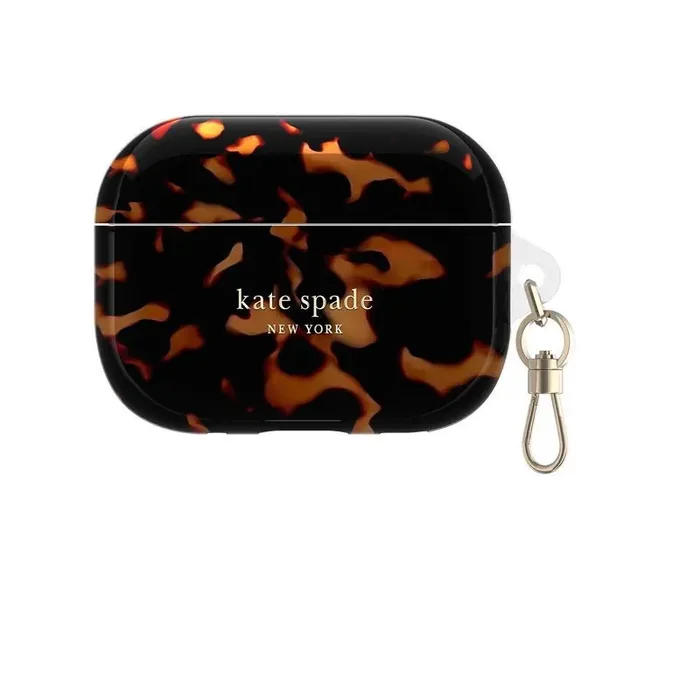 Kate Spade New York Apple AirPods Pro (2nd Generation) Protective Case – Transparent Tortoise/Black