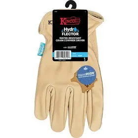 Kinco 398P-M Hydroflector Men’s Indoor/Outdoor Premium Grain Driver Gloves Tan M 1 pair