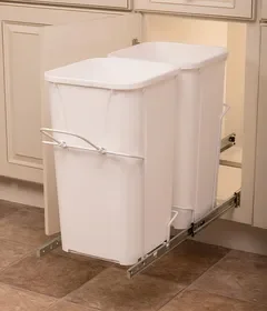 KV Double Waste Slide Out Bins 27qt white 22″ deep, Price/Each