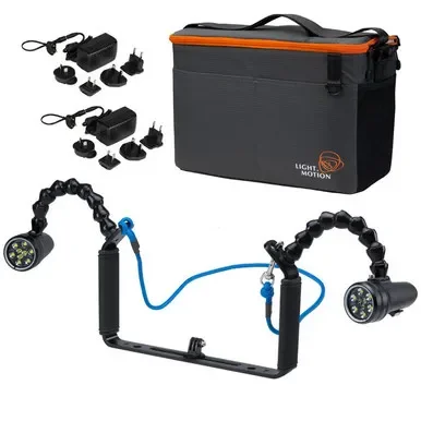 Light & Motion Double Underwater Video Lights 2000 Spot/Flood with 12″ Camera Tray