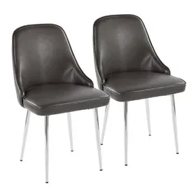 Marcel Contemporary Dining Chair with Chrome Frame and Grey Faux Leather by LumiSource – Set of 2 B116135681