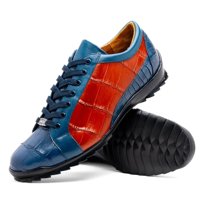 Marco Di Milano Cairo in Blue Jeans / Honey Alligator Sneakers