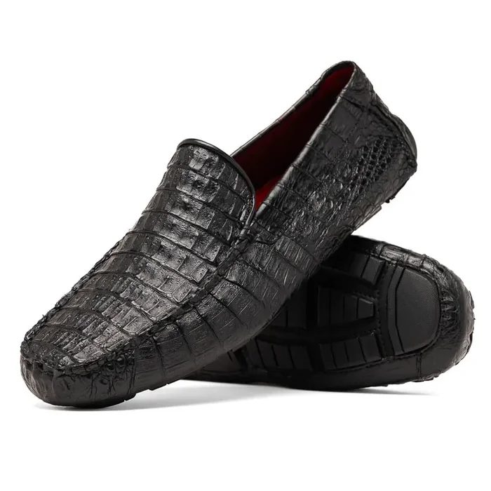 Marco Di Milano Remo in Black Caiman Driver Loafers