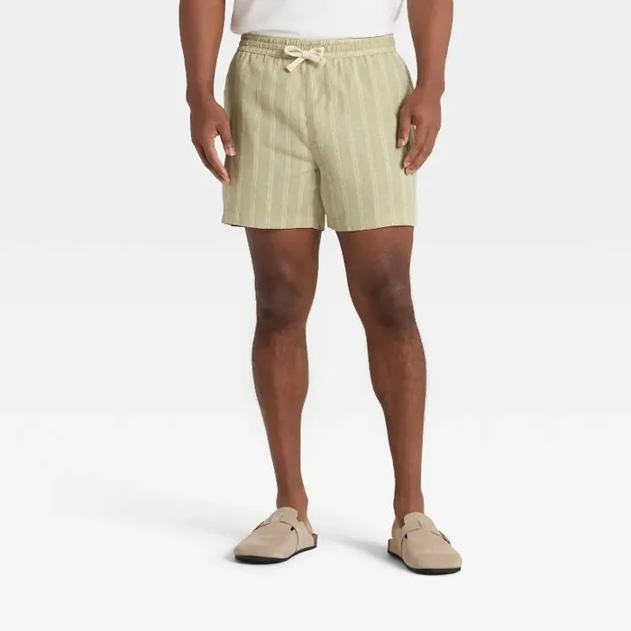 Men‘s Striped 5″ Elevated Pull-On Shorts – Goodfellow & Co™ Moss Green XXL
