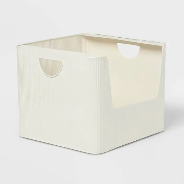 Metal Bin Large Open Front Ivory – Brightroom™