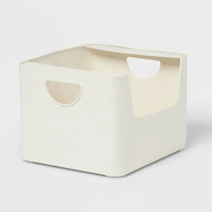 Metal Bin Small Open Front Ivory – Brightroom™