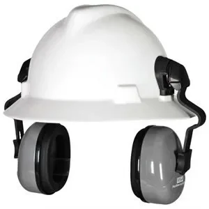 Muffs MSA 25db Full Brim Helmet Mounted Hearing Protection Gray/Blk Pair (10) Min. (1)