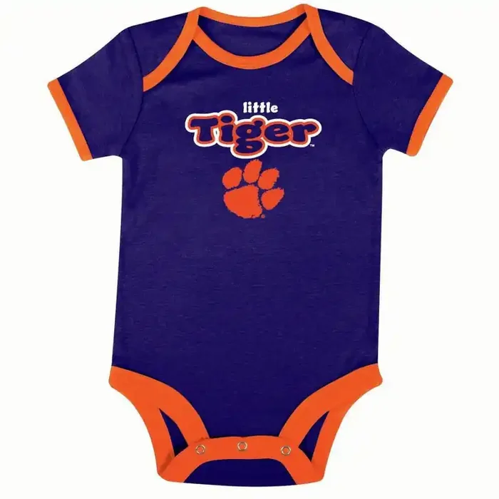 NCAA Clemson Tigers Infant Toddler Boys‘ 3pk Bodysuit – 0-3M