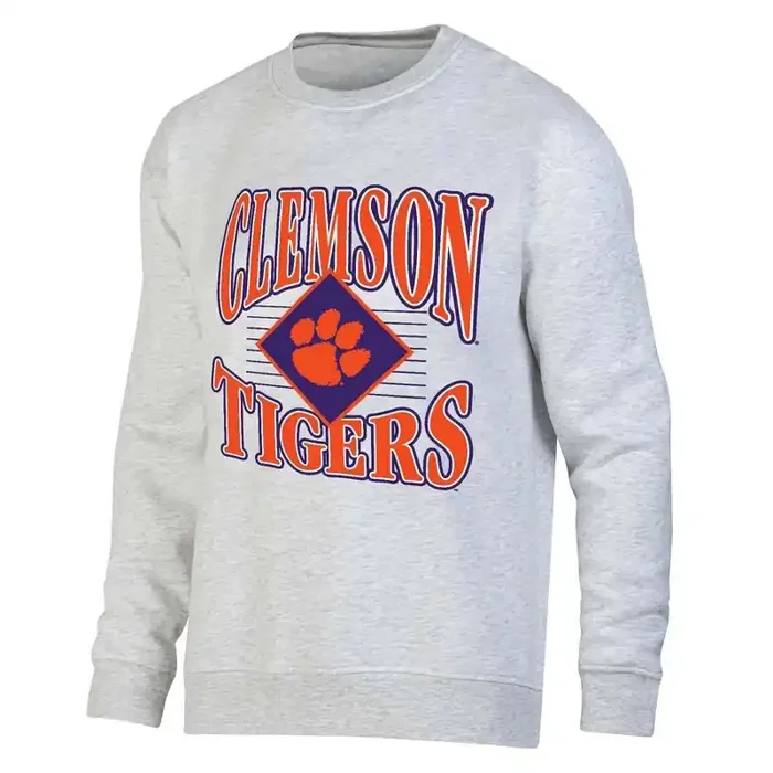 NCAA Clemson Tigers Men‘s Crew Neck Fleece Ash Sweatshirt – S