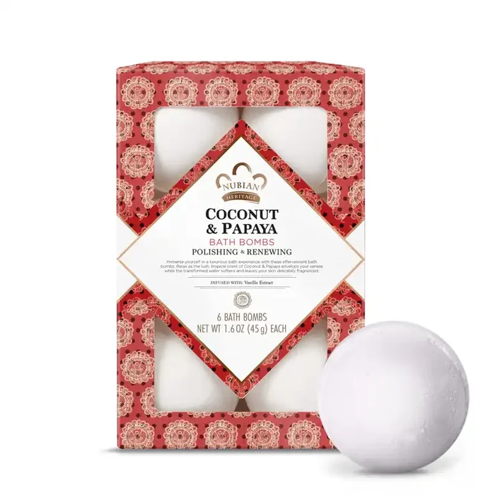 Nubian Heritage Bath Bombs Coconut & Papaya, 1.6 OZ