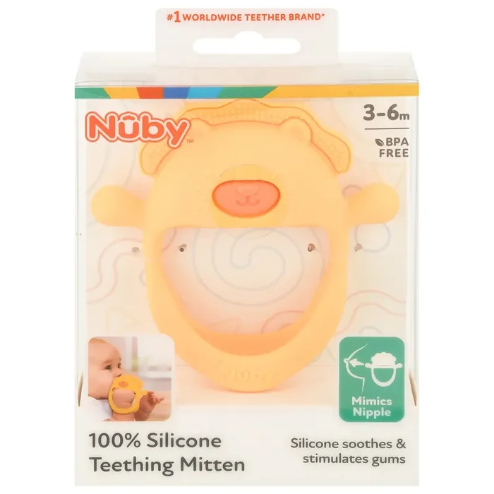 Nuby 3-6m 100% Silicone Teething Mitten 1 ea