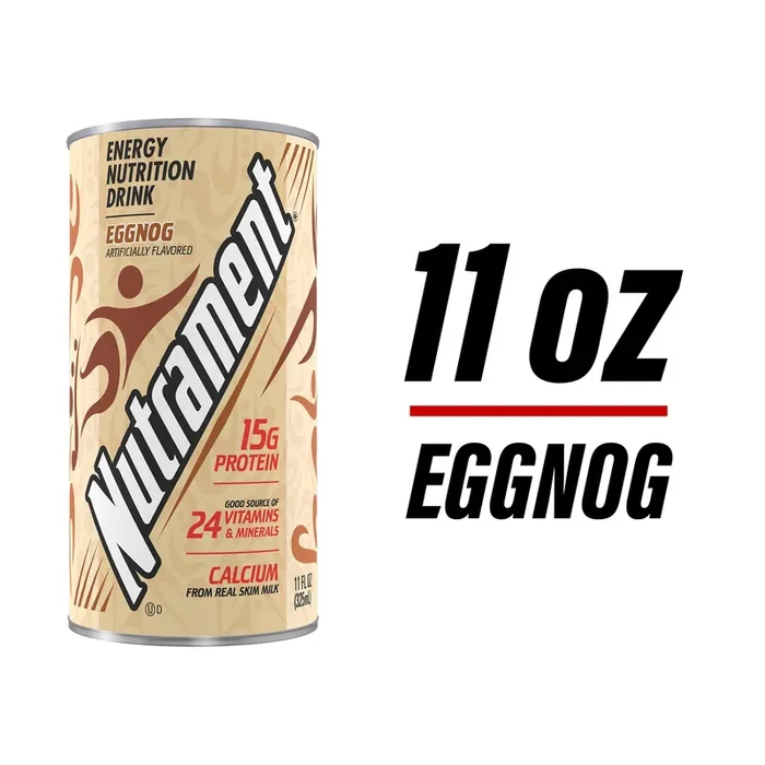 Nutrament Eggnog Nutrition Drink, Energy Drink with Vitamins, Minerals and Protein, 11 FL OZ Can
