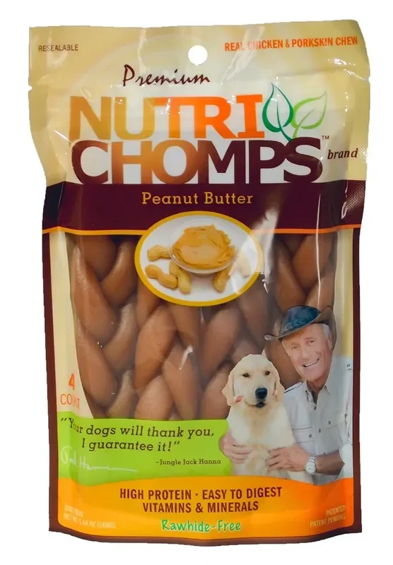 Nutri Chomps Peanut Butter Braids Dog Treats