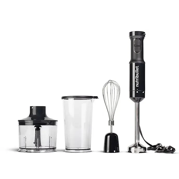 NutriBullet Immersion Blender – Black with Chopper Attachment and Measuring Cup