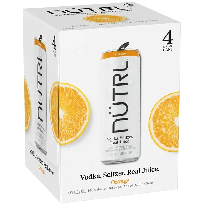 Nutrl Orange Vodka Seltzer 4 Pack, 12 Fl Oz Cans